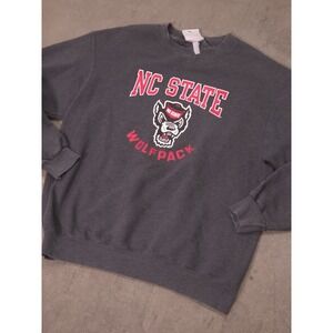 NC State Wolfpack Sweatshirt Adult Large Black Champion Comfy Broken In Retro